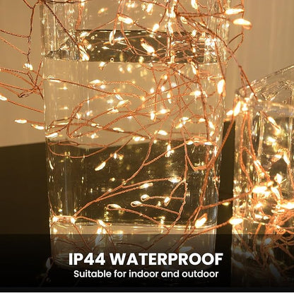 Dailyart Fairy Lights Plug in, 3000 Led Cluster Lights with Timer 195Ft Waterproof Warm Twinkle String Light with Remote for Bedroom Wreath Garland Window Wedding Christmas Tree Decoration,Gold Wire