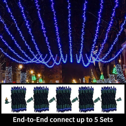 LAMPHOME Blue Christmas String Lights, 100 ct 20FT Incandescent Mini Fairy Lights Set, UL Certified Green Wire Lights for Indoor Outdoor Halloween Holiday Home Xmas Tree Patio Décor