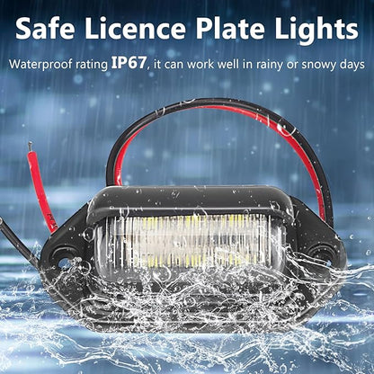 ecocstm 8 PCS White LED License Plate Light, 6-SMD Waterproof Tag Lights, 12V-24V DC Lamp Taillight, Step Courtesy Light Dome Cargo Lights for Truck SUV Van RV Trailer