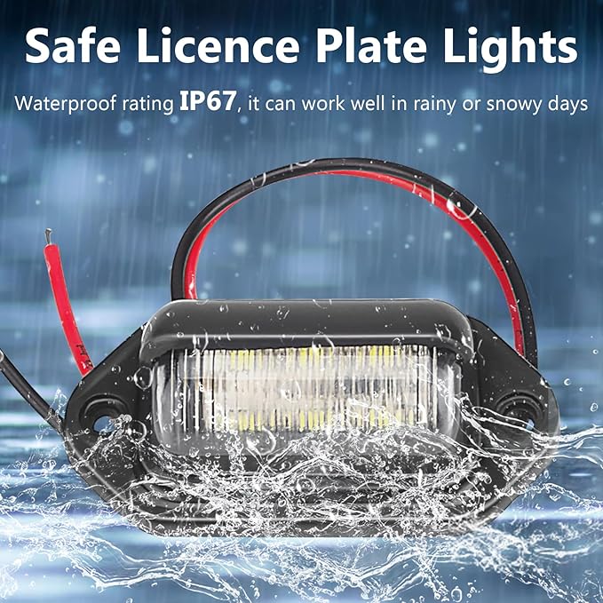 ecocstm 16 PCS White LED License Plate Light, 6-SMD Waterproof Tag Lights, 12V-24V DC Lamp Taillight, Step Courtesy Light Dome Cargo Lights for Truck SUV Van RV Trailer