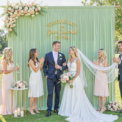 10ft x 10ft Sage Green Backdrop Curtain for Wedding Baby Shower Wrinkle Free Backdrop Drapes Panels for Parties Bridal Shower Birthday Photo Photography Polyester Fabric Background Decoration
