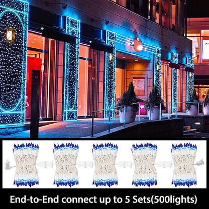 LAMPHOME Blue Christmas Lights Set 100 Count 19.6 Feet Incandescent Bulb Mini String Lights for Indoor Christmas Tree Garland Birthday Wedding Party Festival Decoration, White Wire