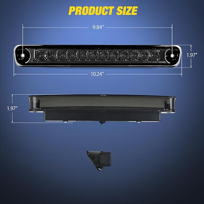 Nilight Third Brake Light Tail High Mount 3rd Stop Lights Smoked Lens Compatible with Honda Passport 1994 1995 1996 1997 Van SUV Rear Center Cab Lamp