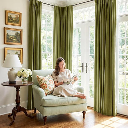 StangH Olive Green Polyester Curtains for Bedroom Room Darkening Thermal Insulated Window Drapes Super Soft Luxury Home Decoration for Living Room Nursery Kids, W52 x L84, 2 Panels