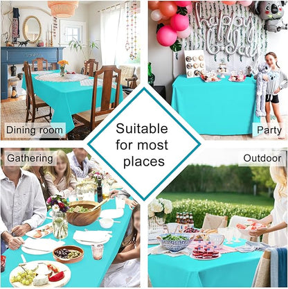 Hiasan Solid Rectangle Tablecloth Aqua - Waterproof Washable Oblong Fabric Table Cloth for Dining Room Kitchen and Outdoor Use, 60 x 140 Inch