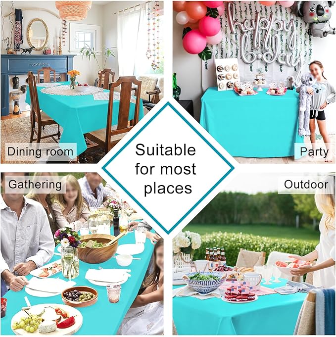 Hiasan Solid Rectangle Tablecloth Aqua - Waterproof Washable Oblong Fabric Table Cloth for Dining Room Kitchen and Outdoor Use, 30 x 60 Inch
