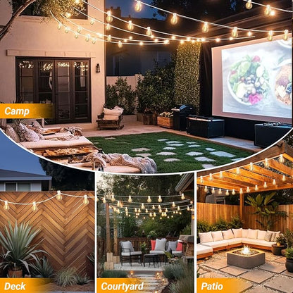 LAMPHOME 26FT Warm White LED Outdoor String Lights, 12+1 Shatterproof G40 Edison Bulbs, UL IP44 Waterproof Connectable Outdoor Hanging Lights for Backyard Porch Garden Deck Balcony Decor