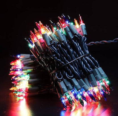 Green Wire,Multicolor,Incandescent Bulb 100 Mini String Lights for Indoor Christmas Tree Garland Birthday Wedding Party Festival Easter Decoration
