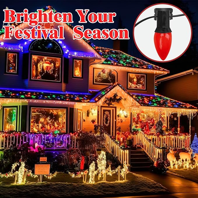 240PCS Extra Strong Magnetic Christmas Light Clips for C9 Socket Transparent Round Halloween Light Hooks for Outside Decor, Fence, Steel Gutters and Roofs Outdoor Patio Lighting, Black