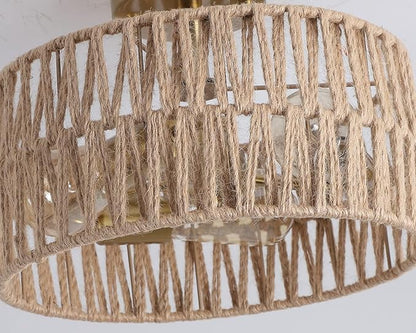 3-Light Antique Gold Woven Flush Mount Light Fixture Rustic Coastal Hemp Rope Brass Semi Flush Mount Ceiling Light for Hallway Bedroom Kitchen Entryway Farmhouse Living Room