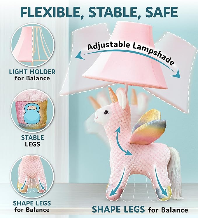 Unicorn Kids Lamp for Girls Bedroom - 19.7", Girls Lamp for Kids Room - Cute Christmas Gifts, Birthday Gifts for All Ages: Toddler Boys, Children, Grandkids 3 4 5 and Up Years Old, Sister, Brother