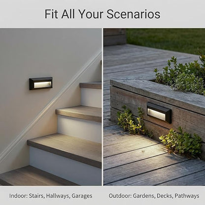 ZONK LED Step Lights 110-240V OutdoorIndoor Stair Lights, Waterproof IP65 2W 4000K Lighting for Stairs, Hallway, Pathway, Porch (Non-Dimmable, Easy Install), 3Pack