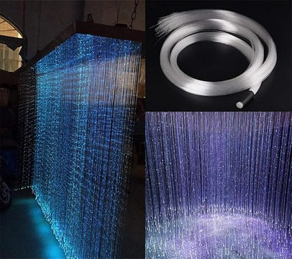 AZIMOM PMMA Plastic 150pcs*0.04in*6.5ft Flash Point Glow Fiber Optic Cable Light for LED Light Engine Driver Source Curtain Waterfall Lights Home Décor Decoration Effect