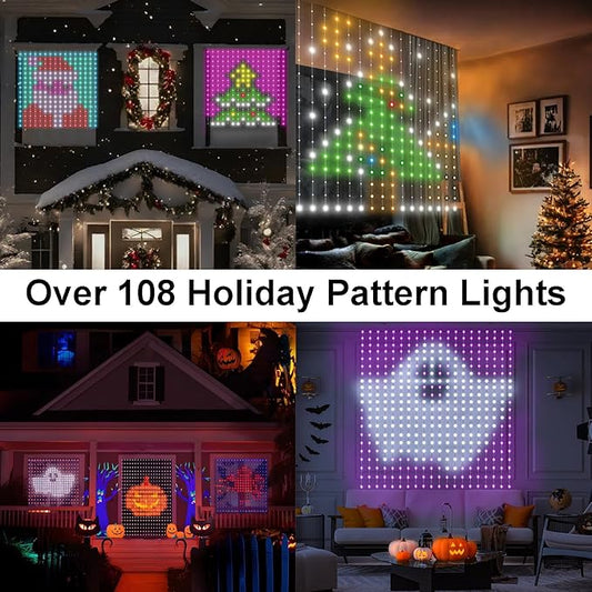 Smart Curtain Lights Plug in, 400 LED Curtain Fairy Lights 6.6Ft x 6.6Ft with App & Remote, Music Sync Programmable Window Hanging Light Dynamic DIY for Indoor Outdoor Backdrop Wall Decor