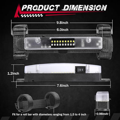 UTV Interior Dome Light with Switch, FASTCHOY AUTO Roll Bar Cage Mount Dome Light Battery Powered Universal Roll Bar Mount Lights for UTV ATV Side by Side Can-Am Polaris RZR - White/Green