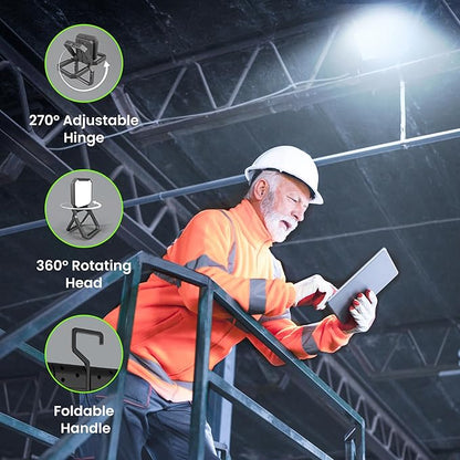 Feit Electric Portable LED Work Light, 360° Rotating Head, 3 Light Modes, 2000/1000/500 Lumens, Adjustable Working Light for Workshop Garage, 25,000-Hour Lifetime, WORK2000/FOLD/BAT