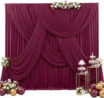 20ft x 15ft Burgundy Wrinkle Free Backdrop Curtains for Wedding Party Backdrops Curtain Drapes Fabric Decorations Photo Back Drop Cloth for Baby Shower Photography Stage Reception