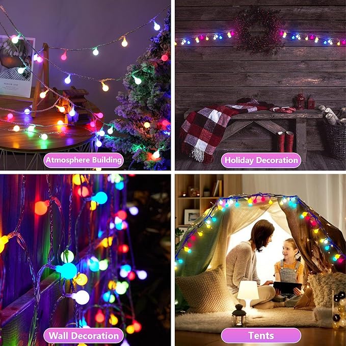 Led Globe String Lights Indoor, 10ft 11 Mode Color Changing String Lights Battery Operated Twinkle Lights with Remote Dimmable Rainbow String Lights for Classroom, Halloween, Room, Christmas