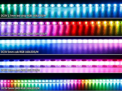 160LEDs/m 3.2FT WS2812B WS2812 LED Strip,SMD 2020 DC5V 5mm Width Individually Addressable Dream Color Flexible Smart Light Tape for Bedroom,Kitchen,Stage,TV Backlight(No Adapter or Controller)