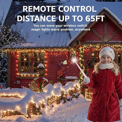 Christmas Tree Light Wand Remote - Voice Control Magic Wand Light Controller with Wireless Outlet Plug - Magical Christma Tree Lights Switch Wands for Kids, Xmas Gifts Outdoor Lighting Decoration