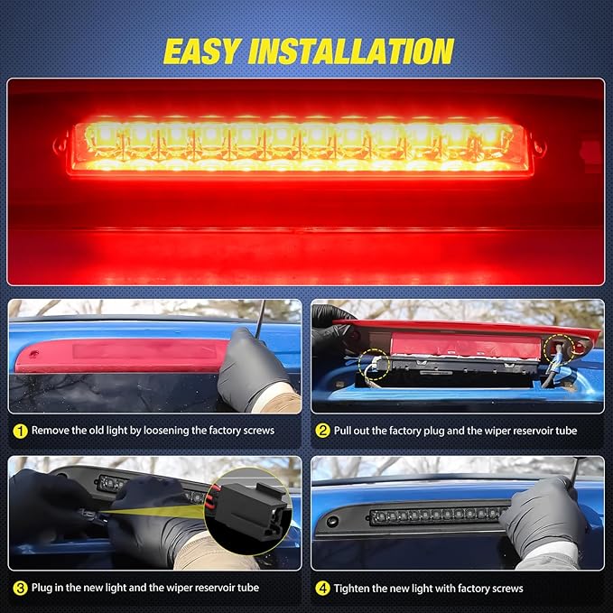 Nilight Third Brake Light Tail High Mount 3rd Stop Lights Smoked Lens for Ford Explorer 2002-2010 Escape 2008-2012 Mercury Mariner 2008-2011 Mountaineer 2006-2010 Van SUV Rear Center Cab Lamp