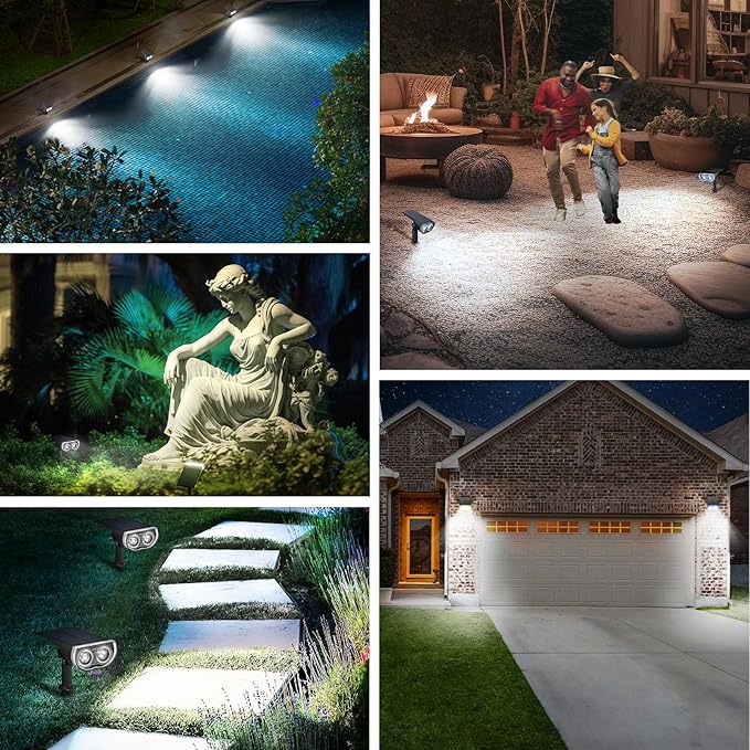 Linkind Solar Lights Outdoor StarRayS, Bright Solar Spot Lights Outdoor, IP65 Waterproof Spotlights for Garden Yard Landscape Walkway Patio Tree (Daylight, 6 Pack)