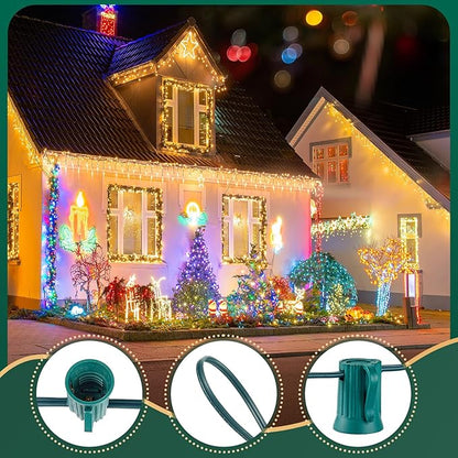 C9 Light Strand 50 FT for E17-12 Spacing, Outdoor String Light Christmas Stringer with 50 Sockets for Patio, Green Wire