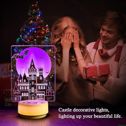 New Moon Castle Night Light Enchanted Castle Illusion Light Girl Room Decoration, 14 Colors with timed dimming and Remote Control, Creative Gifts for Boys, Girls and Women