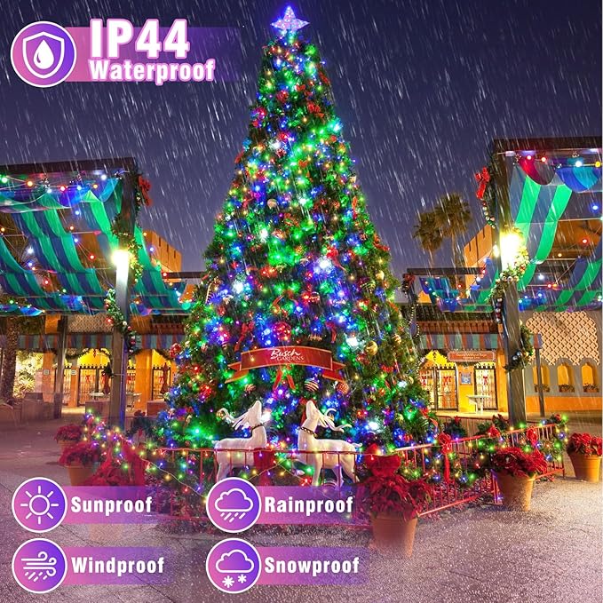 100FT 300 LED Outdoor String Lights, Connectable Christmas Lights Indoor Waterproof with 8 Modes, Plug in Twinkle Fairy Lights Clear Wire for Easter Bedroom Home Wedding Patio Decorations, Multicolor