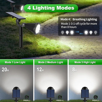 Tadyreal Solar Lights Outdoor Waterproof IP65 180° Adjustable Solar Powered Landscape Spot Lights for Yard 4 Lighting Modes Spotlights for Pathway Garden Outside Wall Pool Porch (8 Pack, Cool White)