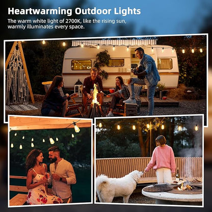 FOOMAN LED Outdoor String Lights, 300FT Outside Waterproof Patio Lights with 146+3 Shatterproof ST38 Edison Bulbs, 2700K Warm White Hanging Light, Dimmable Light for Backyard Porch Gazebo(150FT x 2)