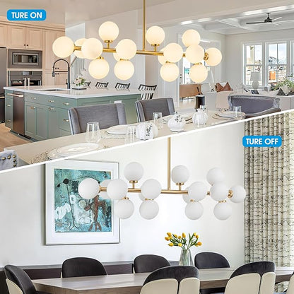 Modern Gold Chandelier Rectangle Pendant Light Sputnik Chandeliers Hanging Light Fixture 16-Light