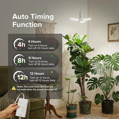 SANSI Grow Lights for Indoor Plants, 99 LEDs Plant Growing Lamp with Timer, 30W 2000LM 4000K Plant Light with Full Spectrum High PPFD, Height Adjustable Wings, 16.4FT Power Cord for Tall Large Plants