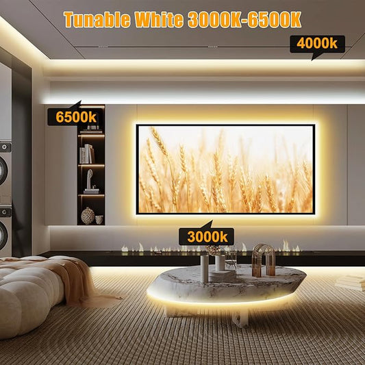 Tatazone 4.92ft Tunable White Smart COB Led Strip Light Kit, CCT 2700K-6500K Bright COB Led Tape Light Compatible with Alexa and Google, Dimmable Indoor COB Led Ribbon for Kitchen Cabinet, Room, TV