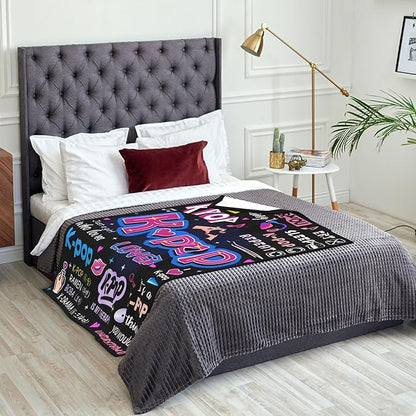 Kpop Gifts for Teen Girls, K-pop Blanket 60''x50'', k Pop Gifts for Girls, Kpop Merch, Kpop Blanket for Women, Korean Music Stuff, Christmas Birthday Gifts for BFF Girls Women