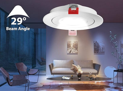 DGF 4-inch White Selectable Canless Floating Gimbal LED Recessed Downlight (DGF43120SRDWH)