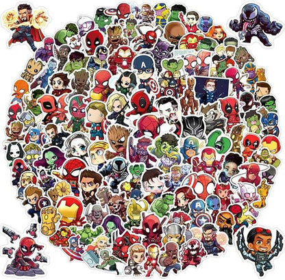 200PCS Cartoon Character Superhero Stickers for Kids Waterproof Vinyl Superhero Stickers Bulk for Water Bottles Skateboard Luggage Laptop Bumper Boys Teens Adults