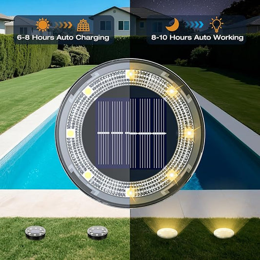 vighep Mini Solar Ground Lights, 24 Pack Solar Lights Outdoor Waterproof, Upgraded LED Flat Landscape Lighting for Outside Pathway Garden Patio Yard Driveway,Warm White