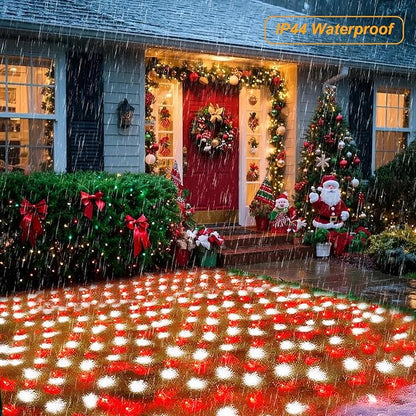 Christmas Net Lights Outdoor, 360 LED 21ft x 5ft Large Net Mesh String Lights 8 Modes, Twinkle Lights Connectable Plug in for Bushes Halloween Hedge Yard Garden Party Decor, Red and White