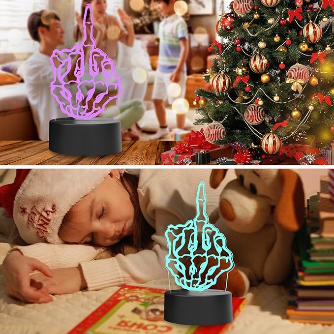 3D Illusion Night Light Desk Lamp, 7 Colors Auto Gradual Changing USB Powered LED Lights with Touch Switch for Kids Gifts Home Decoration (Black Base)