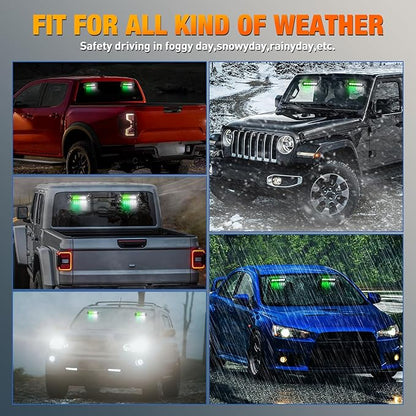 Nilight 12LED Emergency Strobe Traffic Advisor Light Bar 2 in 1 Green White Dash Warning Safety Flashing Lights Front/Rear Windshield Construction Lights for Trucks Cars Plow Police Vehicles