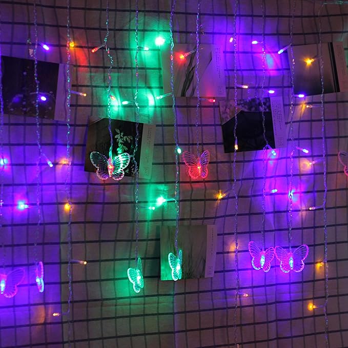 Butterfly Curtain Lights, 4.9ft 48 LED USB Window Fairy Lights 10 Butterflies 8 Modes Firefly Twinkle Timer String Lights with Remote for Room Bedroom Wall Ceiling Party Wedding Christmas