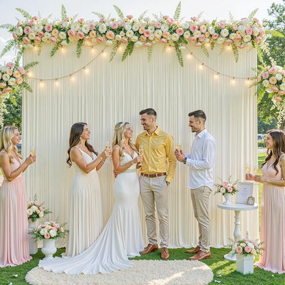 4 Panels Beige Backdrop Curtain for Baby Shower Wrinkle Free 20ft x 10ft Backdrop Drapes Panels for Parties Wedding Bridal Shower Birthday Photo Photography Fabric Background Decoration