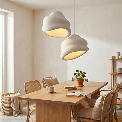 JAYMP Wabi Sabi Pendant Light for Dining Room Kitchen Island Hallway Restaurant Modern Hanging Lamp E26 Base Japanese Style Conch Shape Lighting Fixture, 1 Pack, Matte White, 50cm/19.7in
