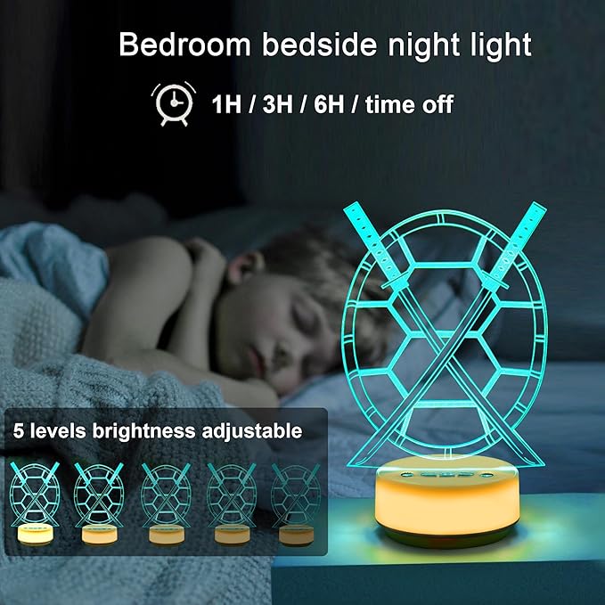 Samurai Sword Night Light Magical Turtle Decorative Light Children's Room Decorative Art, 14 Color Ambient Light, Birthday Gifts for Boys, Fan Gift for Anime