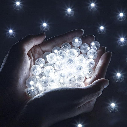 100pcs Balloon Lights,Round LED Ball Lamp for Latex Balloon Paper Lantern Party Wedding Festival Christmas Halloween Decorative，Long Standby Time Waterpro of Mini Light (White)