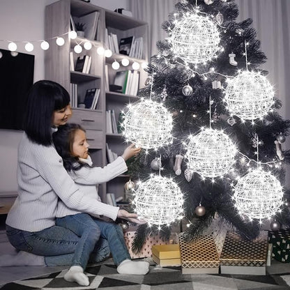 Baung Christmas String Lights Outdoors,4 Pack 11.81" Sphere Lights,Ball Tree Garden Globe Lights for Home, Party, Christmas, Porch Patio,Wedding, Garden,Tree Decoration with Plug