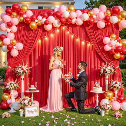 Red Backdrop Curtain for Parties Wedding Wrinkle Free Red Photo Curtains Backdrop Drapes Fabric Decoration for Birthday Party Baby Shower Christmas 5ft x 7ft,2 Panels