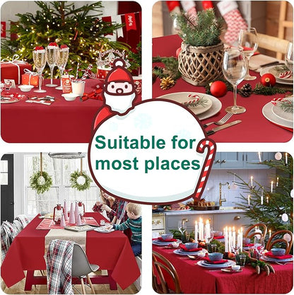 Hiasan Red Rectangle Tablecloth - Waterproof Spillproof and Wrinkle Resistant Washable Polyester Christmas Table Cloth for Dining Party, 52 x 70 inch