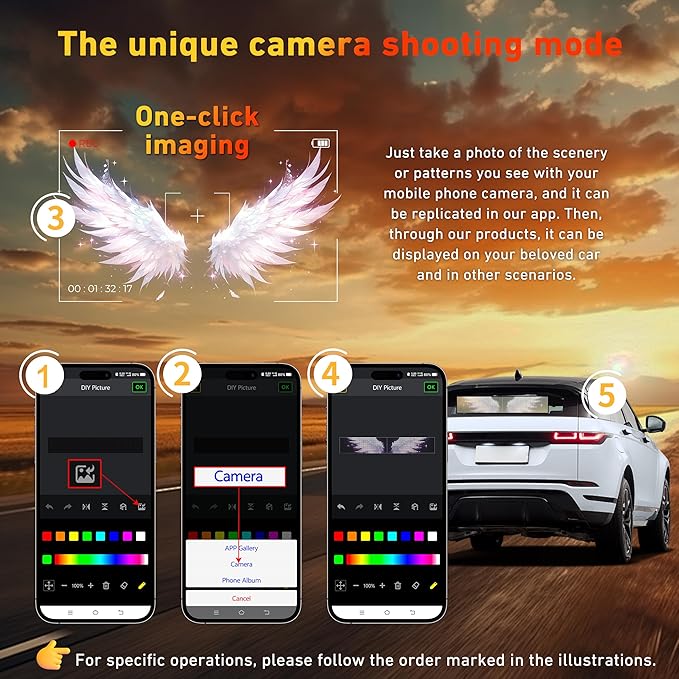 Devil Eyes Light for Cars, 15"x4" Programmable Flex LED Sign, 1PC Led Eyes for Car Windshield with APP Control and Remote Controller